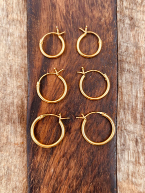 Gold French Lock Hoops Sterling Silver 925 / Pure Silver Earrings / Dainty / Ethnic Boho Bohemian Marriage Hippie Hiphop Festival