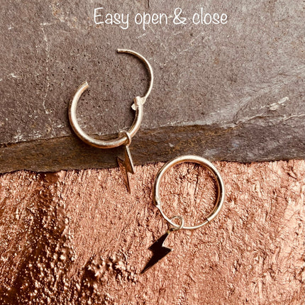 Thunderbolt Earrings Sterling Silver 925 / Sleeper Hoops / Dainty / Ethnic Boho Bohemian Marriage Bridal Jewelry Hippie Hiphop Festival