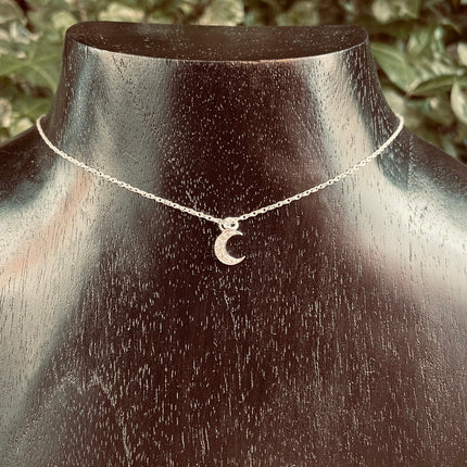 Sterling Silver Necklace Moon Pendant Adjustable Chain / ZIrcon / Delicate / Dainty Jewelery / Modern / Contemporary jewellery / Boho style