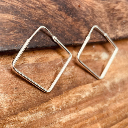 Square Hoops Earrings Sterling Silver 925 Clicker / Pure Silver Earrings / Dainty / Ethnic Boho Bohemian Marriage Bridal Jewelry Hippie