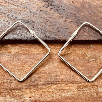 Square Hoops Earrings Sterling Silver 925 Clicker / Pure Silver Earrings / Dainty / Ethnic Boho Bohemian Marriage Bridal Jewelry Hippie