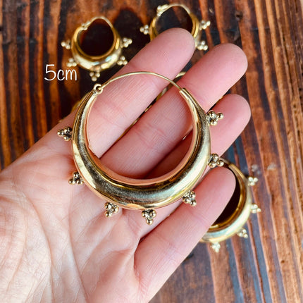 Gold Chunky Hoop Earrings / Ethnic / Rustic / Bohemian / Gold / Gypsy / Spiral / Hippie / Chunky / Festival / style