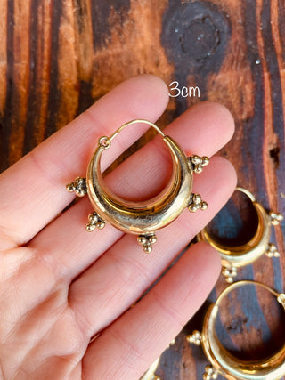Gold Chunky Hoop Earrings, Multiple Size Beaded Hoop Earrings, Ethnic Hoop Earrings, Boho Statement Earrings