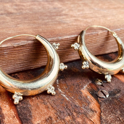 Gold Chunky Hoop Earrings / Ethnic / Rustic / Bohemian / Gold / Gypsy / Spiral / Hippie / Chunky / Festival / style