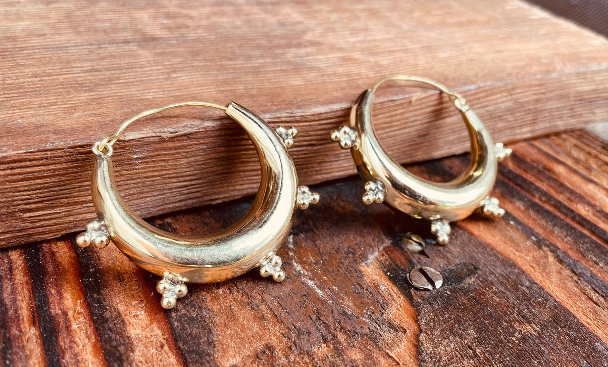 Gold Chunky Hoop Earrings / Ethnic / Rustic / Bohemian / Gold / Gypsy / Spiral / Hippie / Chunky / Festival / style