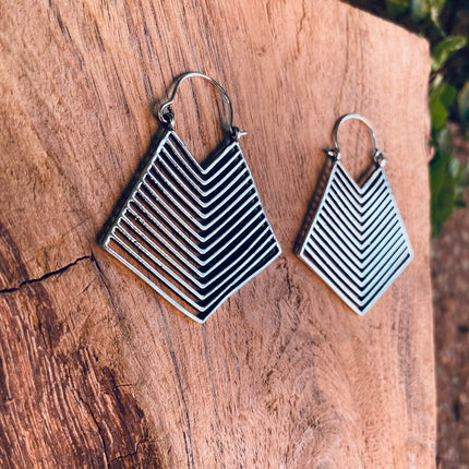 Aztec Silver Earrings Inca Style; Ethnic, Geometric, rustic, yoga, hippie, gypsy, pretty, psy, boho, bohemian, festival