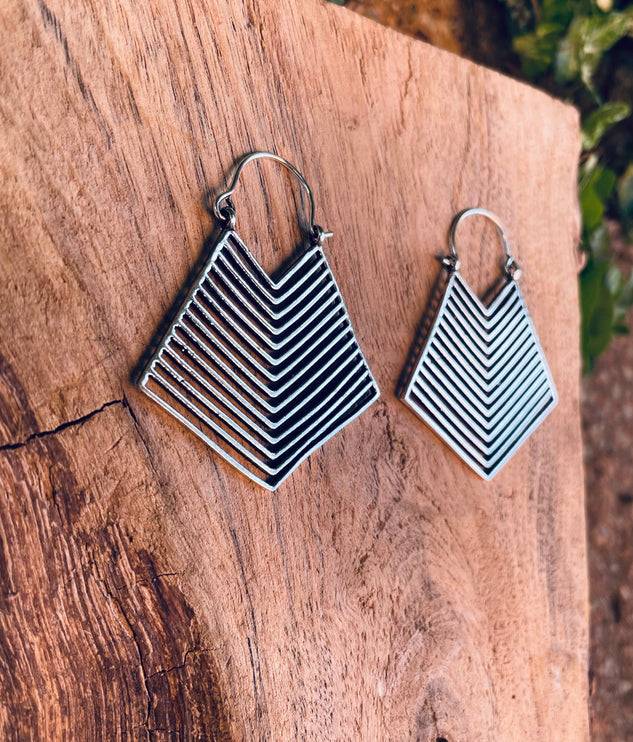 Aztec Silver Earrings Inca Style; Ethnic, Geometric, rustic, yoga, hippie, gypsy, pretty, psy, boho, bohemian, festival