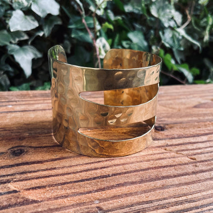 Large Hammered Bracelet Geometric Cuff Brass / Contemporary / Modern / Boho / Ethnic / Rustic / Bohemian / Hippie / Gypsy / Jewellery