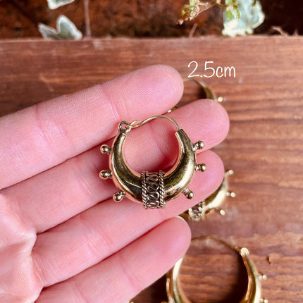 Chunky Bali Gold Hoop Earrings / Ethnic / Rustic / Bohemian / Gypsy / Spiral / Hippie / Chunky / Festival / style