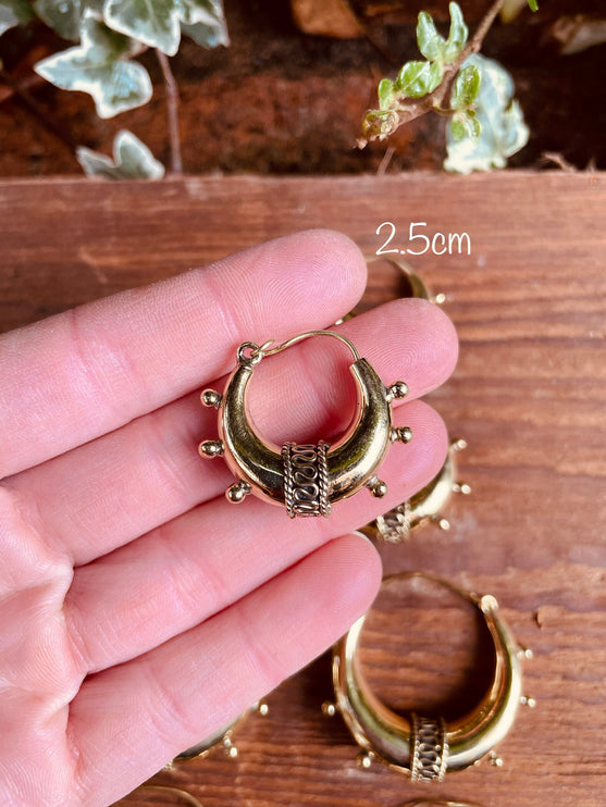 Chunky Bali Gold Hoop Earrings / Ethnic / Rustic / Bohemian / Gypsy / Spiral / Hippie / Chunky / Festival / style