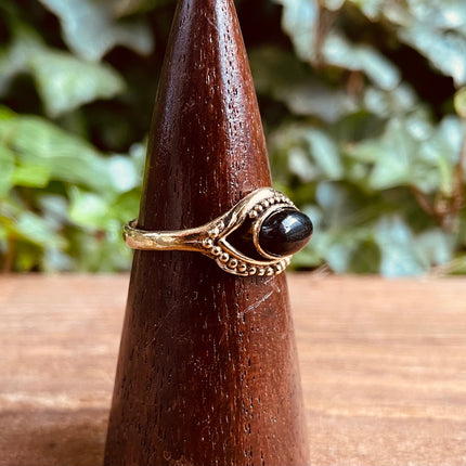 Evil Eye Ring Black Onyx Brass / Protection / Boho / Bohemian / Psy / Rustic / Tribal / Gypsy / Festival / Healing / Festival