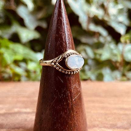 Evil Eye Ring Moonstone Brass / Protection / Boho / Bohemian / Psy / Rustic / Tribal / Gypsy / Festival / Healing / Festival