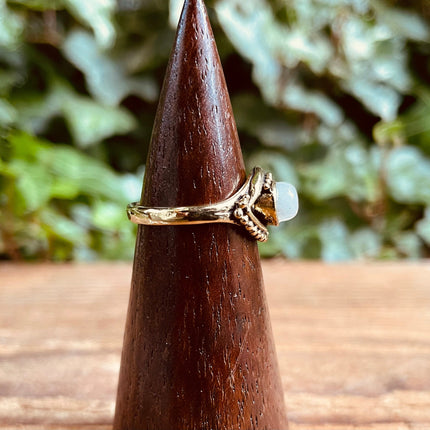 Evil Eye Ring Moonstone Brass / Protection / Boho / Bohemian / Psy / Rustic / Tribal / Gypsy / Festival / Healing / Festival