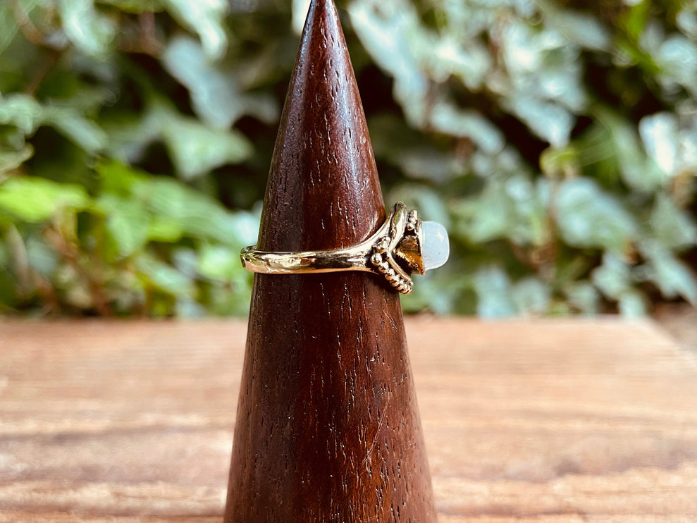 Evil Eye Ring Moonstone Brass / Protection / Boho / Bohemian / Psy / Rustic / Tribal / Gypsy / Festival / Healing / Festival