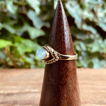 Evil Eye Ring Moonstone Brass / Protection / Boho / Bohemian / Psy / Rustic / Tribal / Gypsy / Festival / Healing / Festival