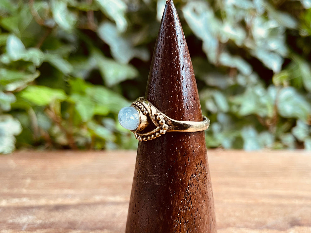 Evil Eye Ring Moonstone Brass / Protection / Boho / Bohemian / Psy / Rustic / Tribal / Gypsy / Festival / Healing / Festival