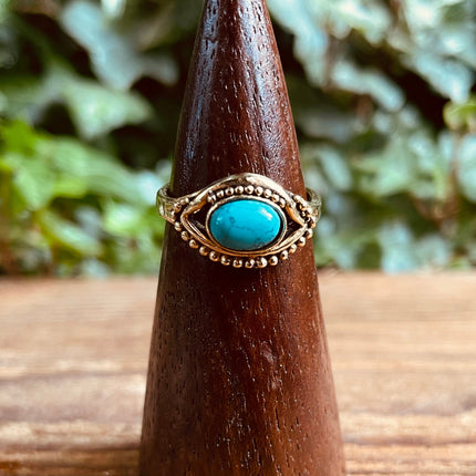 Evil Eye Ring Turquoise Brass / Protection / Boho / Bohemian / Psy / Rustic / Tribal / Gypsy / Festival / Healing / Festival