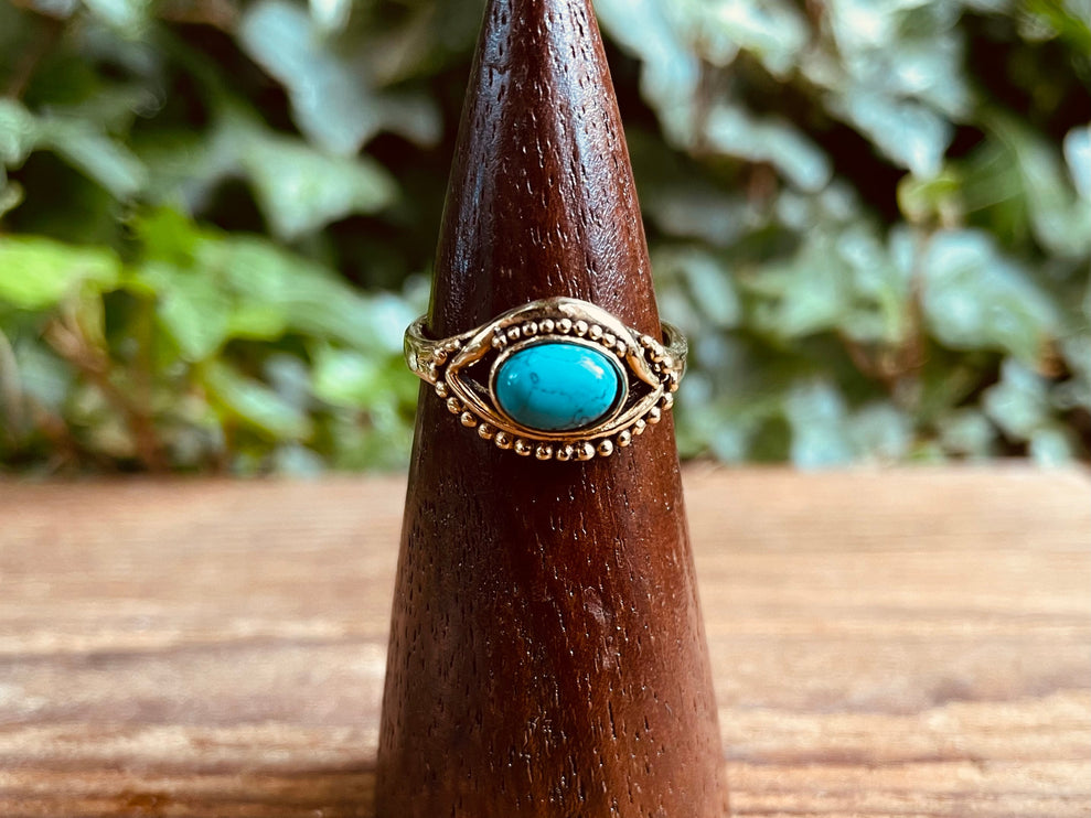 Evil Eye Ring Turquoise Brass / Protection / Boho / Bohemian / Psy / Rustic / Tribal / Gypsy / Festival / Healing / Festival