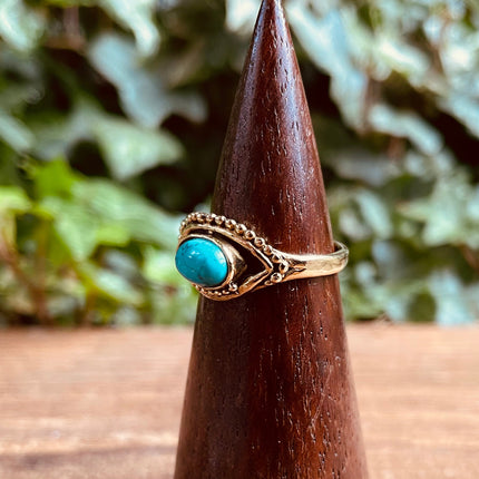 Evil Eye Ring Turquoise Brass / Protection / Boho / Bohemian / Psy / Rustic / Tribal / Gypsy / Festival / Healing / Festival