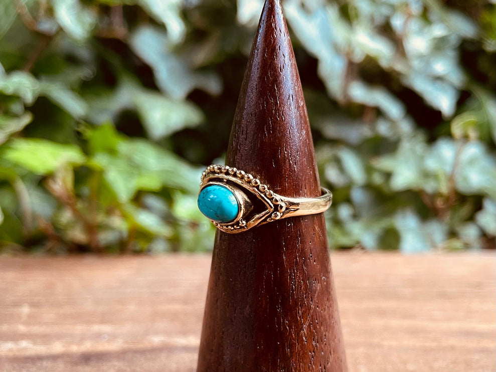 Evil Eye Ring Turquoise Brass / Protection / Boho / Bohemian / Psy / Rustic / Tribal / Gypsy / Festival / Healing / Festival