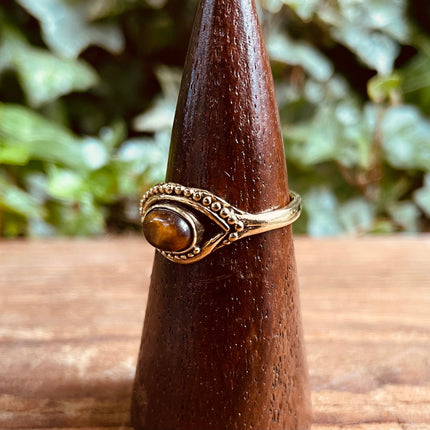 Evil Eye Ring Tiger's Eye Brass / Protection / Boho / Bohemian / Psy / Rustic / Tribal / Gypsy / Festival / Healing / Festival