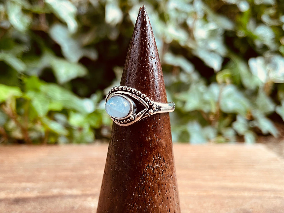 Evil Eye Silver Ring Moonstone / Protection / Boho / Bohemian / Psy / Rustic / Tribal / Gypsy / Festival / Healing / Festival