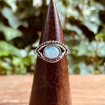 Evil Eye Silver Ring Moonstone / Protection / Boho / Bohemian / Psy / Rustic / Tribal / Gypsy / Festival / Healing / Festival