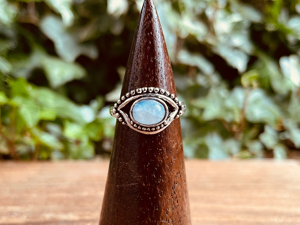 Evil Eye Silver Ring Moonstone / Protection / Boho / Bohemian / Psy / Rustic / Tribal / Gypsy / Festival / Healing / Festival