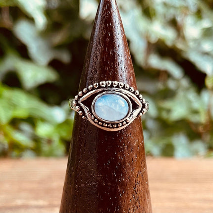 Evil Eye Silver Ring Moonstone / Protection / Boho / Bohemian / Psy / Rustic / Tribal / Gypsy / Festival / Healing / Festival