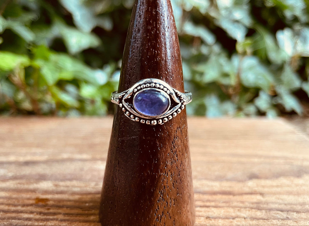 Evil Eye Silver Ring Amethyst / Protection / Boho / Bohemian / Psy / Rustic / Tribal / Gypsy / Festival / Healing / Festival