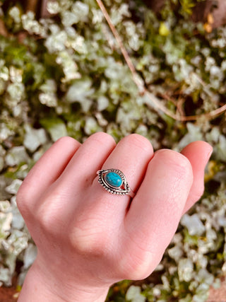 Evil Eye Silver Ring Turquoise / Protection / Boho / Bohemian / Psy / Rustic / Tribal / Gypsy / Festival / Healing / Festival