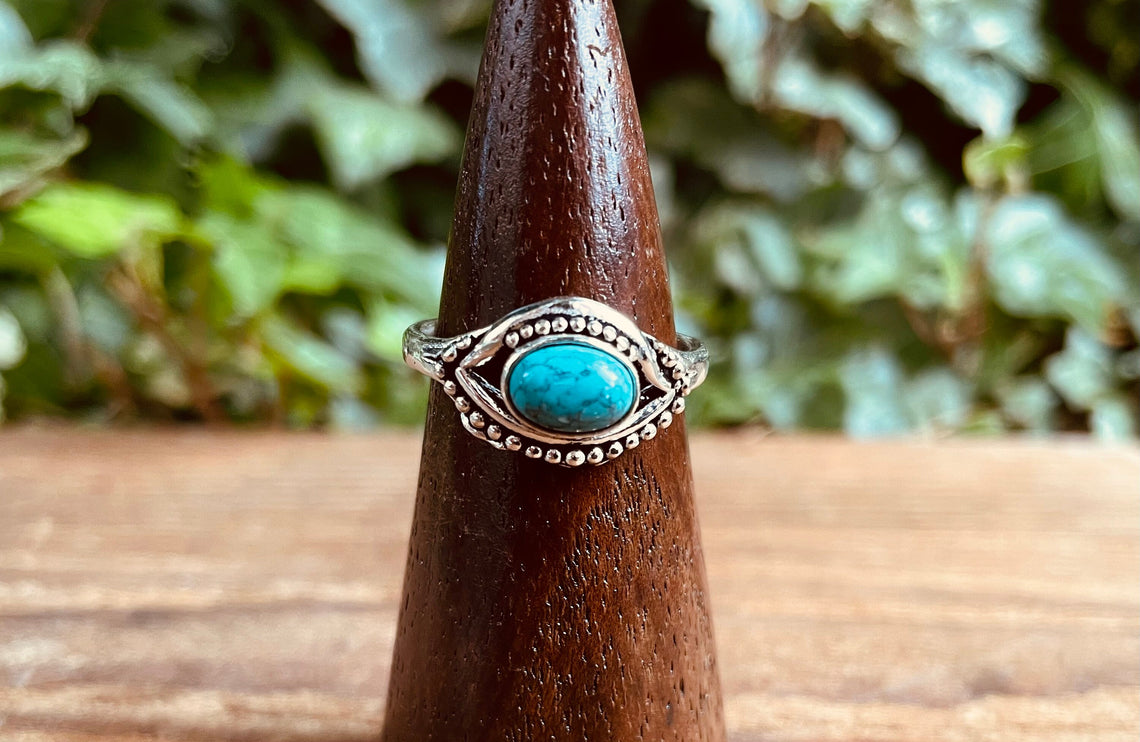 Evil Eye Silver Ring Turquoise / Protection / Boho / Bohemian / Psy / Rustic / Tribal / Gypsy / Festival / Healing / Festival