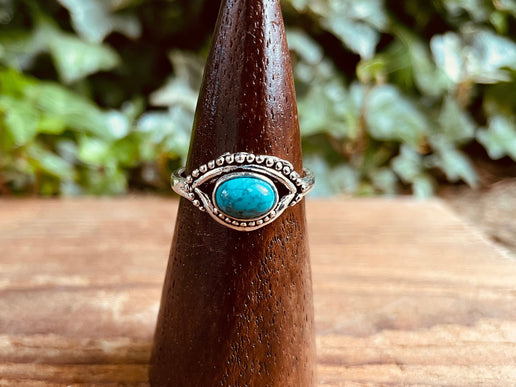 Evil Eye Silver Ring Turquoise / Protection / Boho / Bohemian / Psy / Rustic / Tribal / Gypsy / Festival / Healing / Festival