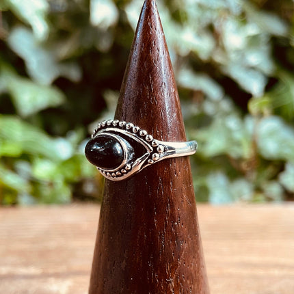 Evil Eye Silver Ring Black Onyx / Protection / Boho / Bohemian / Psy / Rustic / Tribal / Gypsy / Festival / Healing / Festival