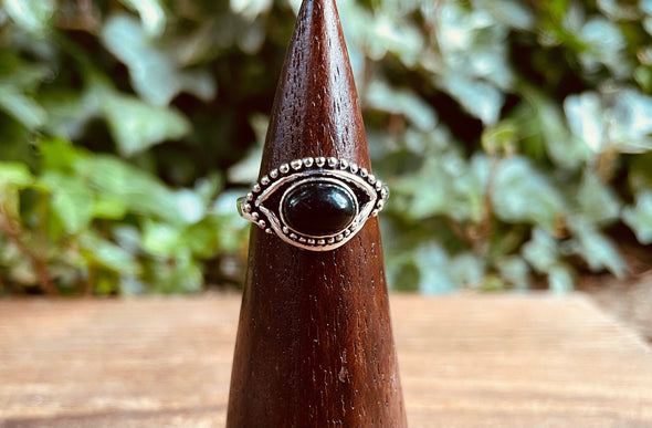 Evil Eye Silver Ring Black Onyx / Protection / Boho / Bohemian / Psy / Rustic / Tribal / Gypsy / Festival / Healing / Festival