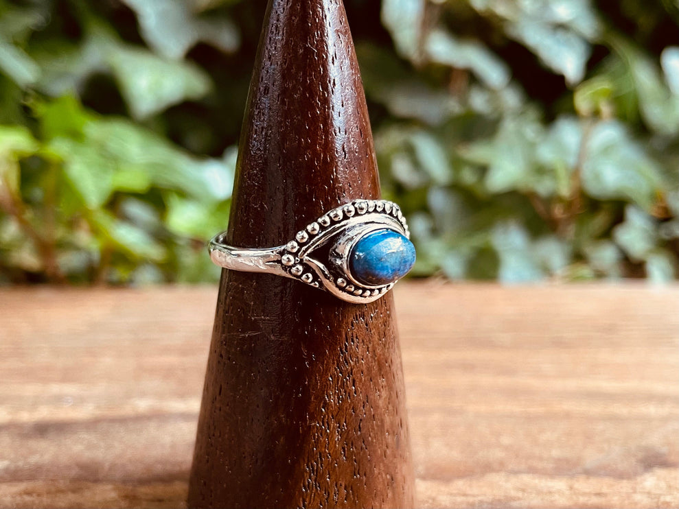 Evil Eye Silver Ring Lapis Lazuli Brass / Protection / Boho / Bohemian / Psy / Rustic / Tribal / Gypsy / Festival / Healing / Festival