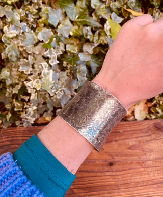 Large Geometric Silver Bracelet Cuff / Contemporary / Modern / Boho / Ethnic / Rustic / Bohemian / Gypsy / Jewellery / Mens jewelery