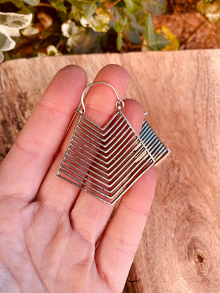 Aztec Silver Earrings Inca Style; Ethnic, Geometric, rustic, yoga, hippie, gypsy, pretty, psy, boho, bohemian, festival