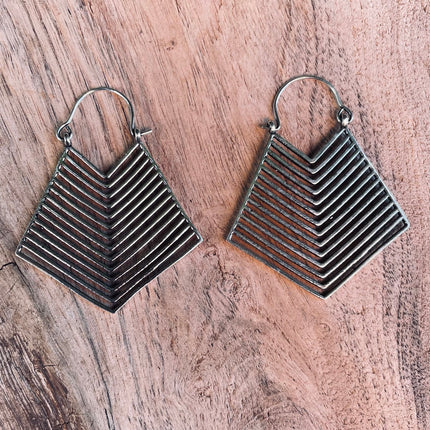 Aztec Silver Earrings Inca Style; Ethnic, Geometric, rustic, yoga, hippie, gypsy, pretty, psy, boho, bohemian, festival