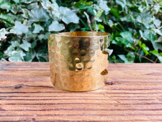 Hammered Brass Cuff Bracelet | Wide Statement Bracelet | Boho Brass Bangle | Textured Open Cuff | Statement Jewellery | Kaali Boutique