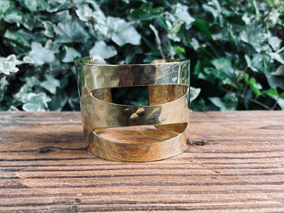 Large Hammered Bracelet Geometric Cuff Brass / Contemporary / Modern / Boho / Ethnic / Rustic / Bohemian / Hippie / Gypsy / Jewellery