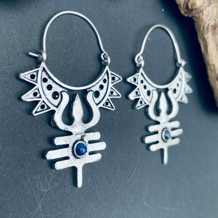 Inca Lapis Lazuli & Silver Earrings Ethnic, Aztèque, rustic, yoga, talisman, gypsy, pretty, psy, boho, bohemian, festival