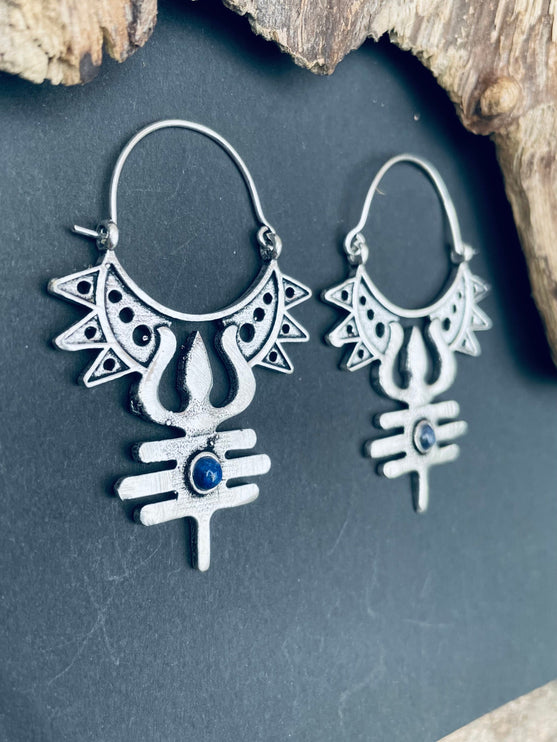 Inca Lapis Lazuli & Silver Earrings Ethnic, Aztèque, rustic, yoga, talisman, gypsy, pretty, psy, boho, bohemian, festival