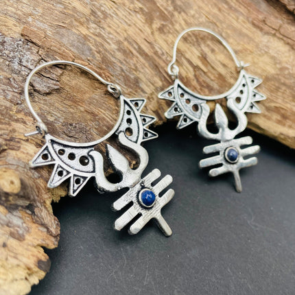 Inca Lapis Lazuli & Silver Earrings Ethnic, Aztèque, rustic, yoga, talisman, gypsy, pretty, psy, boho, bohemian, festival