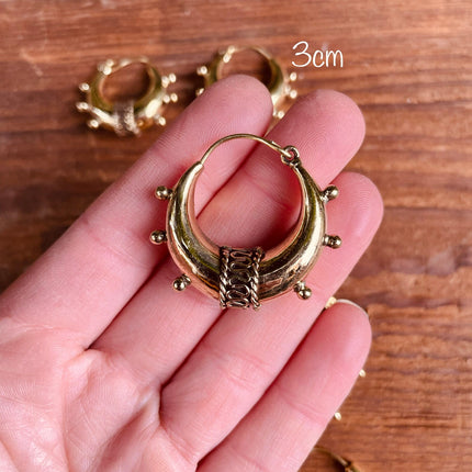 Chunky Bali Gold Hoop Earrings / Ethnic / Rustic / Bohemian / Gypsy / Spiral / Hippie / Chunky / Festival / style