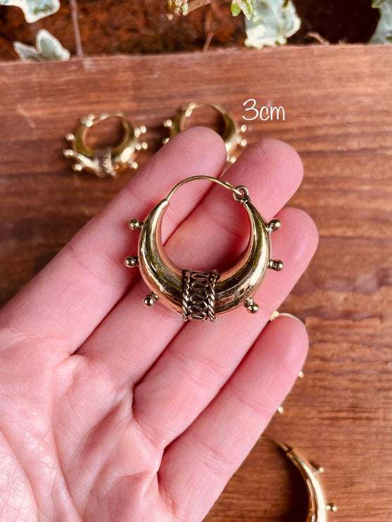 Chunky Bali Gold Hoop Earrings / Ethnic / Rustic / Bohemian / Gypsy / Spiral / Hippie / Chunky / Festival / style