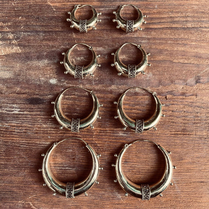 Chunky Bali Gold Hoop Earrings / Ethnic / Rustic / Bohemian / Gypsy / Spiral / Hippie / Chunky / Festival / style