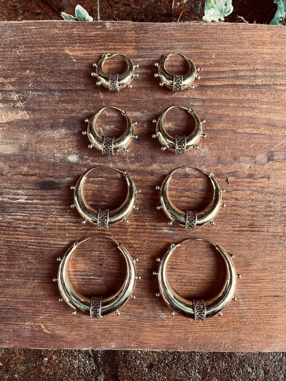 Chunky Bali Gold Hoop Earrings / Ethnic / Rustic / Bohemian / Gypsy / Spiral / Hippie / Chunky / Festival / style