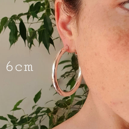 Thick Silver Hoops / Silver Hoop Earrings / Chunky Hoop Earrings / Thickness 6mm / Ethnic / Boho / Rustic / Spiral / Hippie / Tribal