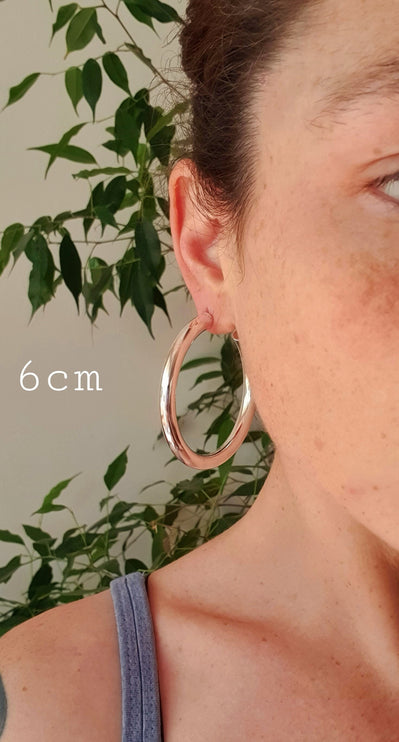 Thick Silver Hoops / Silver Hoop Earrings / Chunky Hoop Earrings / Thickness 6mm / Ethnic / Boho / Rustic / Spiral / Hippie / Tribal